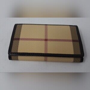 NEW Burberry Key Card Holder Wallet Nova Check Leather Y2K Fiocchi Italy 4x3.5"